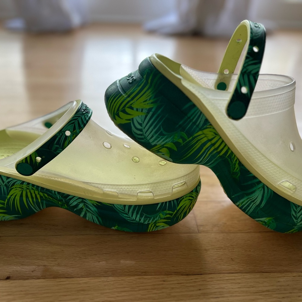 Crocs platform comfort.